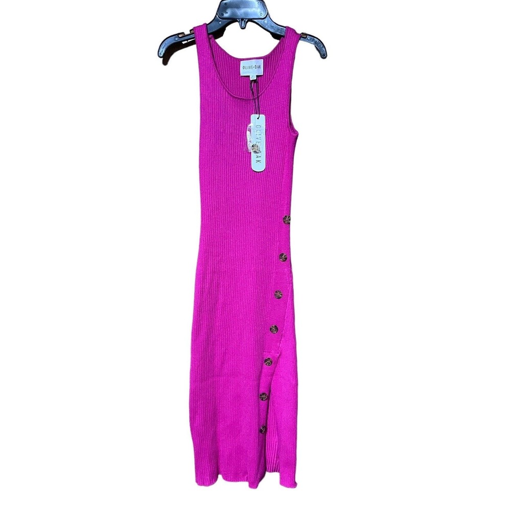 Olive Oak Stretchy Pink Body Con MIDI Tank Dress Size XS
